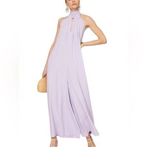 SFIZIO Lavender Purple Halter Sleeveless Wide Leg Scarf Jumpsuit Size XS READ